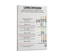 RNUMLIGH Long Division Poster Set, Step-by-Step Math Charts for Kids, Learning Resources & Classroom Decor for 3rd 4th 5th Grade Teachers(Framed,12x18inch(30x45cm))