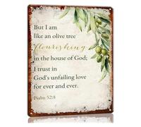 RNUMLIGH Metal Signs But I Am Like An Olive Tree Psalm 52:8 Trust Scripture Wall-Art Wall Decor Artwork Poster Kitchen