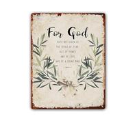 RNUMLIGH Metal Tin Sign God Hath Not Given The Of Fear Religious Scripture Wall Decor For Study Room Faith 8 X 12 inch