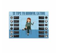 RNUMLIGH Mindful Eating Steps Guide Poster Conscious Nutrition Visual Chart Modern Canvas Art Print for Kitchen Dining Area(Framed,12x18inch(30x45cm))