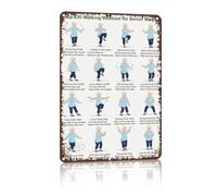 RNUMLIGH Mobility Boost Metal Sign Arm Swing Hip Turn Core Engage Tin Wall Hanger Worn Silver Tone For Rehabilitation Studio 8 X 12 inch