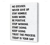 RNUMLIGH Motivational Wall-Art No Excuses Never Give Up Inspirational Quotes Canvas Print for Office Home Gym Decor(Unframed,08x12inch(20x30cm))