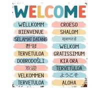 RNUMLIGH Multilingual Welcome Sign World Languages Poster Inclusive Wall-Art for Office and Classroom Decor Diversity(Framed,16x24inch(40x60cm))
