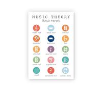 RNUMLIGH Music Theory Poster Basic Terms Fundamentals Educational Reference Chart for Classroom Band Orchestra Students(Framed,12x18inch(30x45cm))