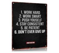 RNUMLIGH Never Quit Metal Tin Sign Work Ethic Motivation Wall Decor Study Library Classroom 8 X 12 inch