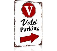 RNUMLIGH Novelty Valet Parking Arrow Metal Sign Rustic Tin Decor for Garage Bar Cafe Restaurant Office Hotel Lobby Lot Entrance 8 X 12 in