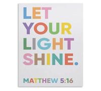 RNUMLIGH Poster Let Your Light Shine Inspirational Quote for Nursery Wall-Art(Framed,08x12inch(20x30cm))