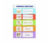 RNUMLIGH Preschool Classroom Rules and Greetings Poster - Educational Welcome Chart for Circle Time, Toddler and Kids Decor(Unframed,08x12inch(20x30cm))