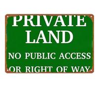 RNUMLIGH Private Land No Public Access Metal Sign Property Wall Decor 12x8 Inch