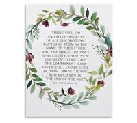RNUMLIGH Religious Decor Poster Bible Verse Matthew 28 19-20 Therefore Go And Make Disciples of All Nations Canvas Painting Wall-Art for Living Room Bedroom(Framed,08x12inch(20x30cm))