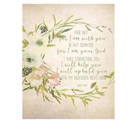 RNUMLIGH Religious Gift for Women Christian Scripture Decor Isaiah 41 10 Bible Verse Wall-Art Fear Not For I Am With You Watercolor Floral Greenery Canvas Print(Framed,16x24inch(40x60cm))