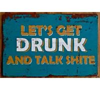 RNUMLIGH Rude Tin Sign Lets Get Drunk Funny Retro Wall Decor Man Cave Bar Pub Cafe Shed 8 X 12 in