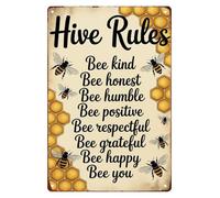 RNUMLIGH Sarcastic Hive Rules Tin Sign for Home Office Dormitory Apartment Wall Decoration Humorous Quote Poster for Gardeners Farmers Homesteaders 8 X 12 inch