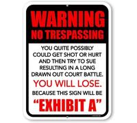 RNUMLIGH Sarcastic Metal Sign No Trespassing Warning Trespassers Will Be Greeted By Owner With Shotgun Vintage Tin For Farm Gate 8 X 12 inch