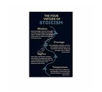 RNUMLIGH Stoic Philosophy Poster: The Four Virtues of Stoicism - Wisdom, Courage, Justice, Temperance Canvas Wall-Art for Office, Study(Unframed,08x12inch(20x30cm))