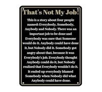 RNUMLIGH That's Not My Job Everybody Somebody Anybody Nobody Retro Tin Sign Sarcastic Workplace Vintage Metal Wall-Art For Man Cave Office 8 X 12 in