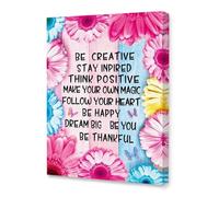 RNUMLIGH Think Positive Motivational Poster - Be Creative Stay Inspired Quote Canvas Wall Art, Inspirational Home Decor for Teen Girls, Teens Room & Dorm (Unframed,16x24inch(40x60cm))