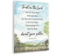 RNUMLIGH Trust in The Lord Canvas Print Proverbs 3 5 6 Scripture Wall-Art Inspirational Quote for Faith Based Home Decor(Unframed,16x24inch(40x60cm))