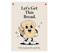 RNUMLIGH Vintage 60s 70s 80s Office Poster, Let's Get This Bread Motivational Wall-Art, Retro Cartoon Style Decor(Framed,08x12inch(20x30cm))