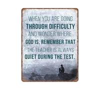 RNUMLIGH Vintage Classroom Wall-Art Metal Sign Teacher Is Quiet During Test Funny Quote Aluminum Decor for Math Science History Appreciation W ift 8 X 12 inch