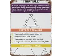 RNUMLIGH Vintage Metal Sign Triangle Educational Wall-Art for Classroom Math Geometry STEM Learning Decor 8 X 12 in