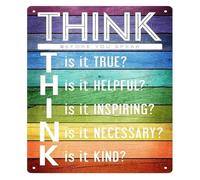 RNUMLIGH Vintage School Counselor Gift Metal Sign Think Before You Speak Kind Words Matter Aluminum Tin for Anti Bullying Campaign Character Education Wall 8 X 12 inch
