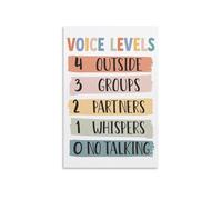 RNUMLIGH Voice Level Chart, Classroom Management Tool, Rainbow Boho Noise Poster for Teachers, Elementary, Preschool(Unframed,16x24inch(40x60cm))