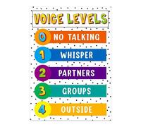 RNUMLIGH Voice Levels Chart and Poster for Classroom Noise Management Elementary Bulletin Board Decor Back to School Supplies(Unframed,08x12inch(20x30cm))