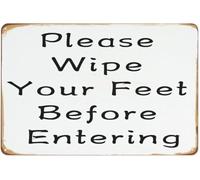RNUMLIGH Wipe Your Feet Before Entering Retro Notice Tin Sign For Man Cave Garage Workshop Basement Wall 8 X 12 in