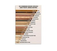RNUMLIGH Woodshop Reference Poster The Janka Hardness Scale for Wood Canvas Wall-Art Informative Guide for Carpenters and Builders(Framed,16x24inch(40x60cm))