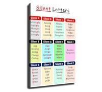 RNUMLIGH Words With Silent Letters Poster English Phonics Chart Spelling Rules Wall-Art for Elementary Classroom Decor(Framed,08x12inch(20x30cm))