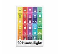 RNUMLIGH World Human Rights Poster Chart of Declarations Motivational Canvas Wall-Art for Office Library Home Decor(Framed,16x24inch(40x60cm))