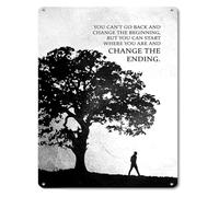 RNUMLIGH You Cannot Change The Beginning But You Can Start Now Inspirational Quote Metal Tin Sign Motivational Wall-Art for Home Office Study 8 X 12 in