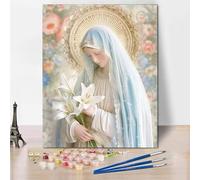 RNXAOPEN Peinture par NuméRos pour Adulte, DIY Peinture Acrylique pour Adultes Enfants débutants Facile sur Toile 30x40cm avec peintures et pinceaux, Flower Our Lady (sans Cadre) 926-R