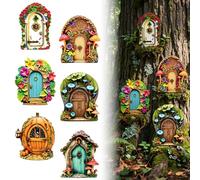 RNXSIB Kit de porte de fée pour le jardin, 6 accessoires de jardin féérique | Décoration miniature pour troncs d'arbres et clôtures, kit de porte de lutin pour concevoir des paysages de contes de fées à