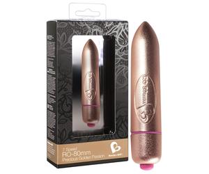 RO-80mm - mini vibromasseur rouge à lèvres 7 modes - doré
