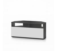 RO&CO Sonorous TRD100 BKW | Meuble TV d’Angle Noir et Blanc 100 cm | Meuble Télévision d’Angle pour Salon Moderne | Porte Rabattable Blanche avec Rangement Caché | Supporte Jusqu’à 40 kg.