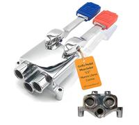 RO Linea Blanc® Robinet à pédale double mélangeur pour évier eau froide et chaude acier inoxydable entrées et sortie 1 2 femelles Montage au sol bas évier économie d'eau mains libres hôtellerie