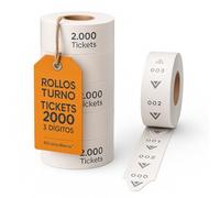 RO - Linea Blanca ® - Pack de 5 rouleaux de quart de travail de 2000 tickets à 3 chiffres en couleur blanche Fabriqué en Espagne