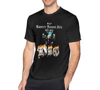 Ro-Nnie Ja-Mes Dio Mans Breathable T Shirt Casual Round Neck Easy Tee Fashion Blouse Black XL