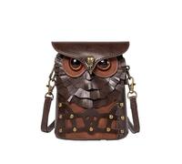 Ro Rox Brown Owl Bag - Sac à main Steampunk en cuir PU avec motif hibou, style gothique
