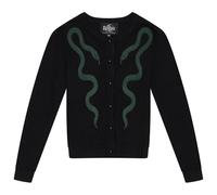 Ro Rox Cardigan Gothique en Maille Serpent brodée Noire, Pull sorcière Occulte, Noir, 4XL