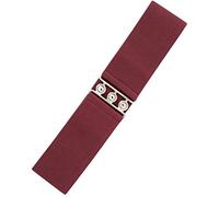 Ro Rox Ceinture Large Élastique Femme Taille Haute Style Rétro Vintage - Ceinture Stretch pour Robes, Années 50 - Boucle Argent ou Or - Taille 36-56 (Bourgogne, Large)