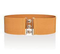Ro Rox Ceinture Large Élastique Femme Taille Haute Style Rétro Vintage - Ceinture Stretch pour Robes, Années 50 - Boucle Argent ou Or, Jaune moutarde et or, M