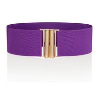 Ro Rox Ceinture Large Élastique Femme Taille Haute Style Rétro Vintage - Ceinture Stretch pour Robes, Années 73, Violet et or, S