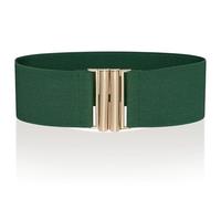 Ro Rox Ceinture Large Élastique Femme Taille Haute Style Rétro Vintage - Ceinture Stretch pour Robes, Années 62, Vert et or, L
