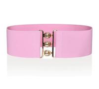 Ro Rox Ceinture Large Élastique Femme Taille Haute Style Rétro Vintage - Ceinture Stretch pour Robes, Années 50 - Boucle Argent ou Or, Rose pâle et or, S