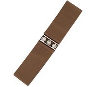 Ro Rox Ceinture Large Élastique Femme Taille Haute Style Rétro Vintage - Ceinture Stretch pour Robes, Années 50 - Boucle Argent ou Or - Taille 36-56 (Brun clair, Large)