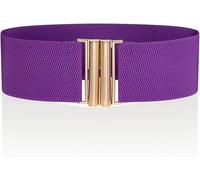 Ro Rox Ceinture Large Élastique Femme Taille Haute Style Rétro Vintage - Ceinture Stretch pour Robes, Années 72, Violet et or, M