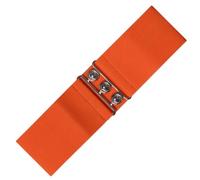 Ro Rox Ceinture Large Élastique Femme Taille Haute Style Rétro Vintage - Ceinture Stretch pour Robes, Années 50 - Boucle Argent ou Or - Taille 34-38 - Orange - Small